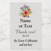 Étiquettes Pour Bouteilles De Vin Merci de fête de Mini Bouquet de pavot d'anniversa (Étiquettes simples)