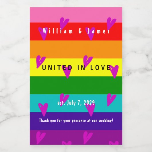 Étiquettes Pour Bouteilles De Vin Merci Mariage LGBTQ pour le mariage gay (Étiquettes simples)