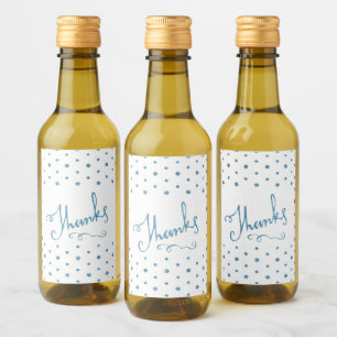 Étiquettes Pour Bouteilles De Vin Merci Merci de texte Blue Sparkle Serif