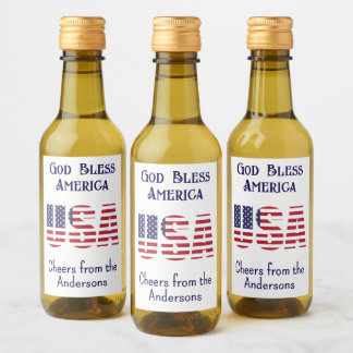 Étiquettes Pour Bouteilles De Vin Mini Bouteilles USA Drapeau 4 juillet Rouge Blanc 