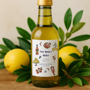 Étiquettes Pour Bouteilles De Vin Mini Dodle d'été italien méditerranéen Favoriser