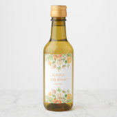 Étiquettes Pour Bouteilles De Vin Mini Fleurs de Verdure Rose Jaune Fille Baby Showe (Devant)