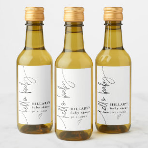 Étiquettes Pour Bouteilles De Vin Mini Hello Baby Elegant Baby shower de calligraphi