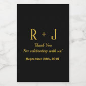 Étiquettes Pour Bouteilles De Vin Mini Mariage de Merci noir et or Monogram (Étiquettes simples)