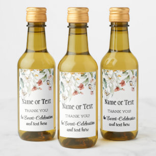 Étiquettes Pour Bouteilles De Vin Mini Merci de fête Encore de la vie Floral Drop