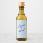 Étiquettes Pour Bouteilles De Vin Modern Minimal Minimalist Blue Wedding Mini (Devant)