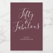 Étiquettes Pour Bouteilles De Vin Moderne 50 Fabuleux Bourgogne Nom 50e anniversaire (Étiquettes simples)