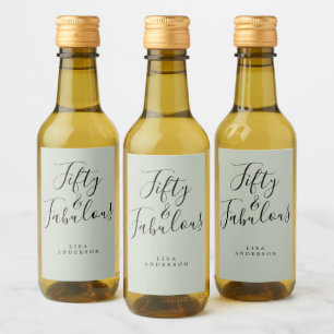 Étiquettes Pour Bouteilles De Vin Moderne 50 Fabuleux Green Custom Name 50e annivers