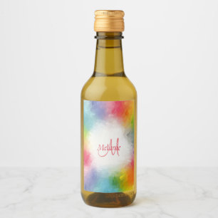 Étiquettes Pour Bouteilles De Vin Monogramme personnalisé Modèle coloré moderne arc-