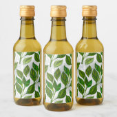 Étiquettes Pour Bouteilles De Vin Motif sans couture avec Feuilles de thé vert (Bouteilles)