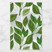 Étiquettes Pour Bouteilles De Vin Motif sans couture avec Feuilles de thé vert (Étiquettes simples)