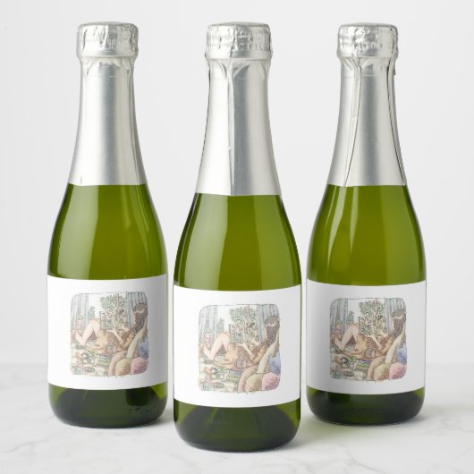 ÉTIQUETTES POUR BOUTEILLES DE VIN MOUSSEUX さなむごじ  カーテンのある窓際に寝そべって本を読む素足の女性のイラスト (Bouteilles)