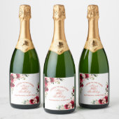 Étiquettes Pour Bouteilles De Vin Mousseux 100e fête d'anniversaire Rouge rose floral personn (Bouteilles)