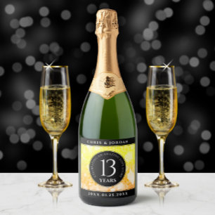 Étiquettes Pour Bouteilles De Vin Mousseux 13ème anniversaire Mariage de la Citrine