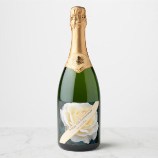 Étiquettes Pour Bouteilles De Vin Mousseux 15e anniversaire du Mariage, Rose