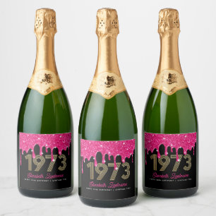 Étiquettes Pour Bouteilles De Vin Mousseux 1973 Vin mousseux rose et noir 50e anniversaire L