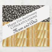 Étiquettes Pour Bouteilles De Vin Mousseux 21e anniversaire du Mariage (Étiquettes simples)