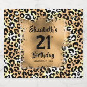 Étiquettes Pour Bouteilles De Vin Mousseux 21e anniversaire Leopard personnalisé (Étiquettes simples)