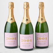 Étiquettes Pour Bouteilles De Vin Mousseux 21e Anniversaire Né 2004 Ajouter Nom Rose Grey (Bouteilles)