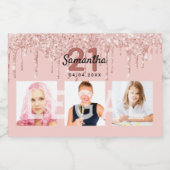 Étiquettes Pour Bouteilles De Vin Mousseux 21e anniversaire rose or blush parties scintillant (Étiquettes simples)