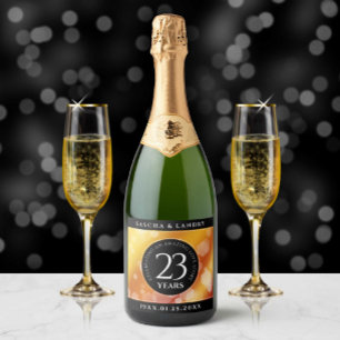 Étiquettes Pour Bouteilles De Vin Mousseux 23e anniversaire de Mariage de Topaz impérial