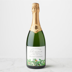 Étiquettes Pour Bouteilles De Vin Mousseux 25e anniversaire Fleur de naissance de décembre ho