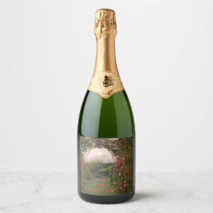 Étiquettes Pour Bouteilles De Vin Mousseux 25e anniversaire Rose Trellis