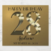 Étiquettes Pour Bouteilles De Vin Mousseux 28e anniversaire d'or métallique (Étiquettes simples)