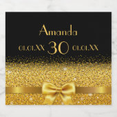 Étiquettes Pour Bouteilles De Vin Mousseux 30e anniversaire fête noir or nom chic (Étiquettes simples)