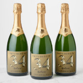 Étiquettes Pour Bouteilles De Vin Mousseux 34e anniversaire d'or métallique (Bouteilles)