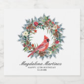 Étiquettes Pour Bouteilles De Vin Mousseux 35th Birthday Party Red Cardinal Wreath Custom (Étiquettes simples)