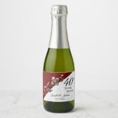 Étiquettes Pour Bouteilles De Vin Mousseux 40e anniversaire du Mariage rouge Ruby (Devant)