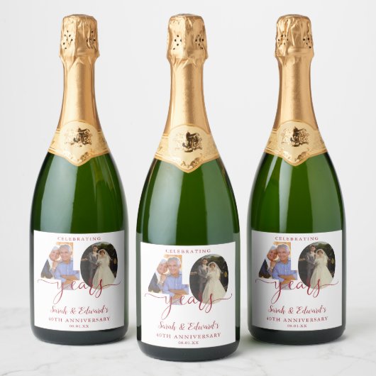 Étiquettes Pour Bouteilles De Vin Mousseux 40e anniversaire du Mariage Ruby 2 Photo (Bouteilles)