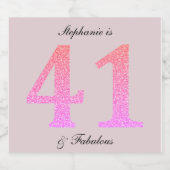 Étiquettes Pour Bouteilles De Vin Mousseux 41e Anniversaire Quarante et un Fabuleux Blush Ros (Étiquettes simples)