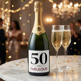 Étiquettes Pour Bouteilles De Vin Mousseux 50 ans et fabuleux Citation moderne d'anniversaire