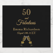 Étiquettes Pour Bouteilles De Vin Mousseux 50 fabuleuse fête d'anniversaire noir or nom (Étiquettes simples)
