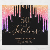 Étiquettes Pour Bouteilles De Vin Mousseux 50 fabuleux anniversaire arc-en-ciel parties scint (Étiquettes simples)