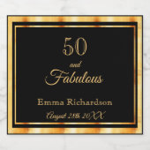 Étiquettes Pour Bouteilles De Vin Mousseux 50 fabuleux anniversaire noir nom or (Étiquettes simples)