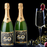 Étiquettes Pour Bouteilles De Vin Mousseux 50e anniversaire diamants parties scintillant or n<br><div class="desc">Un étiquette élégant, glamour et girly 50e anniversaire vin ou bouteille de champagne. Parties scintillant en faux couleur noire avec arrosage en faux diamant doré et cadre doré. Modèles pour un nom, 50 ans et une date. Date de naissance ou date de la fête/anniversaire. Lettres blanches et dorées. Le nom...</div>