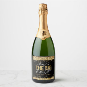 Étiquettes Pour Bouteilles De Vin Mousseux 50e anniversaire Gold et Black Big Five-Oh