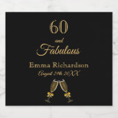 Étiquettes Pour Bouteilles De Vin Mousseux 60 fabuleuse fête noir nom or (Étiquettes simples)