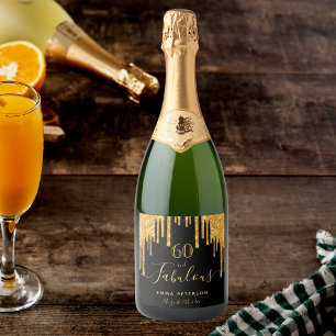 Étiquettes Pour Bouteilles De Vin Mousseux 60 fabuleux anniversaire parties scintillant noire