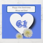 Étiquettes Pour Bouteilles De Vin Mousseux 61e anniversaire du Mariage (Étiquettes simples)