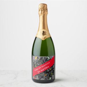 Étiquettes Pour Bouteilles De Vin Mousseux 6e anniversaire de mariage, clous et bonbons