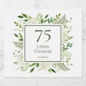 Étiquettes Pour Bouteilles De Vin Mousseux 75e anniversaire Hydrangeas blanches (Étiquettes simples)