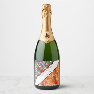 Étiquettes Pour Bouteilles De Vin Mousseux 7e anniversaire, laine et cuivre