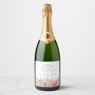 Étiquettes Pour Bouteilles De Vin Mousseux 90e Anniversaire Août Fleur de naissance Fournitur