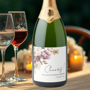 Étiquettes Pour Bouteilles De Vin Mousseux À votre santé Florale de Bourgogne Mariage Autom