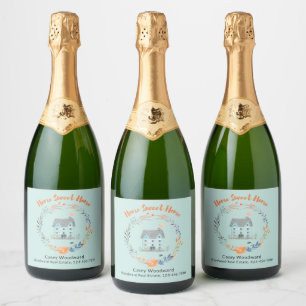 Étiquettes Pour Bouteilles De Vin Mousseux Accueil Sweet Home Courage immobilier Félicitation