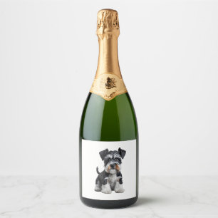Étiquettes Pour Bouteilles De Vin Mousseux Adorable HD miniature Schnauzer Portrait de chiot 
